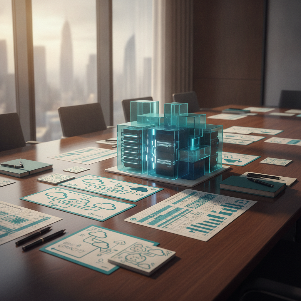 Enterprise AI workload placement planning table with cloud, server, and capacity diagrams